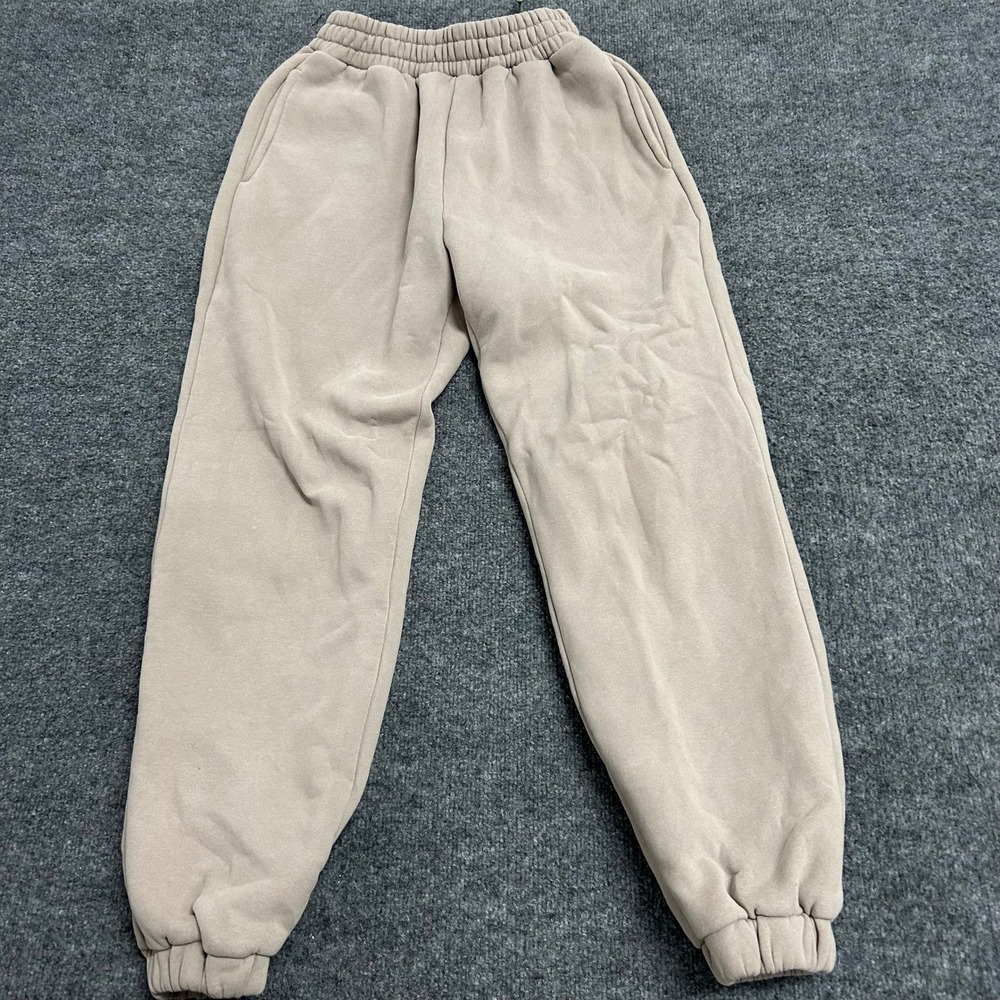 Unbranded Sweatpants Womens Size S Beige Jogger Elastic Waist Fleece Casual